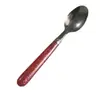 Juego de Cubiertos de Acero Inoxidable 410 Punto Dorado de Cristal para Comida Occidental, Tenedor de Frutas, Cuchara de Postre
