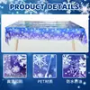 Mantel Navideño Transfronterizo con Degradado Azul y Rojo, Copos de Nieve, Mantel de Mesa para Fiesta, Decoración de Fiesta, Mantel Desechable, Impermeable y a Prueba de Aceite