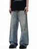 Jeans Rectos Americanos 11Kn con Salpicaduras de Tinta para Hombre y Mujer con Degradado Sueltos Modernos Casuales Estéreo Apilados Look Adelgazante Pantalones de Pierna Ancha