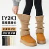 Calcetines de Punto Calcetines de Felpa Y2K para Mujer Algodón Puro Color Sólido Cubre Piernas Otoño e Invierno Botas de Alta Calidad Cubre Botas Tubo Largo Dama