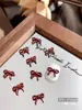 Acessórios para Unhas com Laços Vinho Resina 3D Fita de Ano Novo Gravata Borboleta Decorações de Unha Acessórios para Unhas Strass Atacado