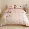 Conjunto de Quatro Peças de Algodão de Fibra Longa Fofo de Desenho Animado Little Pony para Ano Novo, Conjunto de Três Peças Rosa 100% Algodão Puro para Crianças