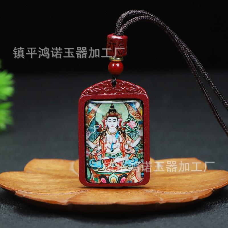 朱砂彩绘守护神吊坠