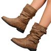 Botines Martin Cortos de Amazon para Mujer 2025 Otoño e Invierno Nuevo Europeo y Americano Hebilla de Cinturón Plisado Moda Botas de Mujer Tendencia