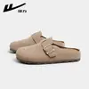 Mules de verano para mujer estilo Birkenstock, de puntera cerrada, para exteriores, con mecanismo de retroceso, zapatos de playa ligeros, sandalias casuales sin cordones para mujer