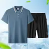 Conjunto de Dos Piezas 2025 Nuevos Shorts Ropa Deportiva Fresca Traje de Seda de Hielo Verano para Hombre Casual Camiseta de Verano Transpirable y Elástica