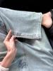 Jeans rectos de pedrería brillante de industria pesada para mujer, verano, cintura alta, holgados, corte ajustado, edición estrecha, pantalones anchos de pierna arrastrados