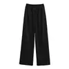 Calça Casual Americana Respirável Outono e Inverno Moda Feminina Versátil Cintura Elástica Cordão Único Perna Reta Comprimento Total Calça de Moletom Esportiva