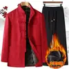 Ropa con Forro de Polar de Invierno para Personas Mayores, Atuendo de Cumpleaños para el Abuelo, Traje para Banquete de Boda del Padre, Chaqueta para Papá, Traje Tang para Hombres