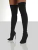 Nueva colección de primavera: botas para mujer de talla grande, botas elásticas, tacones de aguja retro para mujer, botas de punto de tubo hasta la rodilla