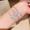 Pulsera Extraíble Estrella Mariposa de Circonita Super Brillante, Diseño Exquisito, Pulsera de Nicho, Lujo Ligero, Sensación de Alta Gama, Joyería de Mano para Mujer
