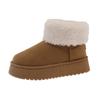 Botas de Inverno 2025 Novas Planas Slip-On com Solado Grosso, Gola de Pelo, Forro de Pelúcia, Acolchoadas Quentes de Algodão para Mulheres Venda por Atacado