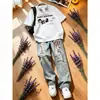 Camiseta de anime de manga corta estilo japonés para hombre, top casual versátil de verano de estilo americano de alta calle, holgado, con conjunto de jeans, moderno