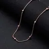 Collar de Acero Inoxidable Siete Pequeñas Cuentas Acero Titanio Sencillo Personalidad Oro Rosa Cadena para el Cuello Regalo de San Valentín Cadena de Serpiente para Mujer