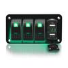 Interruptor basculante de 4 posições para Carro RV com Carregador USB para Carro Acendedor de Cigarros Painel Combinado para Iate Verde