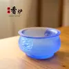 Quemadores de Incienso con Orejas de León de Colores Quemador de Incienso de Esmalte de Colores Quemador de Tres Patas Quemador de Incienso con Orejas de León Amarillo Azul Quemador Xuande de Daming