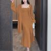 Ropa de Maternidad Otoño e Invierno 2025 Nuevo Traje Suéter Holgado de Moda Chaqueta de Punto Vestido de Otoño Conjunto de Dos Piezas