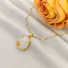 Cadena para Clavícula de Flor Fresca de Lujo Ligero Chapada en Oro Colgante de Aire Estilo Corte Vintage Collar con Incrustaciones de Imitación de Jade Hetian para Mujer