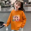 Camiseta Infantil de Manga Longa, Nova Roupa de Primavera, Camiseta Básica Branca para Meninas, Algodão Puro, Roupa de Baixo Soltinha para Crianças de Meia-Idade e Grandes, Top com Gola Redonda