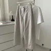 Pantalones Casuales de Pierna Ancha Rectos con Caída para Mujer Tallas Grandes Otoño Nuevo Chica con Sobrepeso de Cintura Alta Sueltos Adelgazantes de Nueve Puntos Cargo