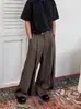 Pantalones de traje de alta gama retro plisados estilo americano para hombre, adecuados para primavera y otoño, pantalones anchos de corte limpio holgados estilo coreano