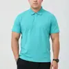 Camisa Polo de Manga Curta para Homem, Casual de Verão para Negócios, Tecido Escovado, Fina, Elástica, Corte Justo, Comprimento Estendido, Manga Meia-Manga, Camiseta com Gola Polo