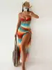 Traje de baño de una pieza estilo europeo y americano 2027 Comercio exterior Floral Sexy con tiras Conjunto de dos piezas Falda de malla Conjunto de playa Traje de baño Mujer