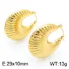 Moda Transfronteriza Pendientes Huecos de Acero Inoxidable con Forma de U Rayados Chapados en Oro de 18 Quilates con un Toque de Lujo y Temperamento Elegante, Joyería de Acero de Titanio