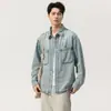 Camisa Jeans Vintage Lavada Retro Americana com Lapela e Manga Longa para Homem 2026 Primavera Novo Estilo Jaqueta Cardigã Tendência Atacado