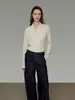 Suéter tejido de manga larga estilo francés UNSSPOKEN para mujer, cuello en V, jersey, elegante, de alta gama, diseño de nicho, top estilizado