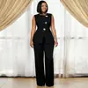Ropa Femenina Transfronteriza Europea y Americana Otoño 2026 Nueva Moda Color Sólido Cuello Redondo Chaleco Superior Pantalones de Pierna Ancha Traje Casual