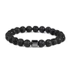 Pulsera de Cuentas con Turquesa Blanca, Ónice Negro, Piedra Ojo de Tigre, Piedra Volcánica, Piedra Mapa, 8 mm, Pulsera de Ojo de Tigre para Hombre Transfronteriza