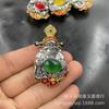 Novo Pingente Zaki Ram Estilo Xizang com Calcedônia Incrustada Ágata Vermelha e Verde Deus da Riqueza Colar Transmissão ao Vivo Dropshipping