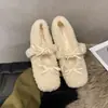 Zapatos peludos de suela gruesa con lazo para mujer, Nuevo estilo Otoño/Invierno 2026, Zapatos para mujer que aumentan la altura, Zapatos Mary Jane bajos