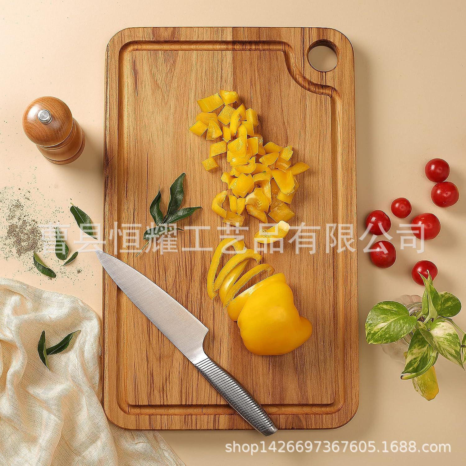 双面柚木切菜板 厨房蔬菜切菜板家用实木案板可定 制BSCI
