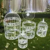 Jaula de pájaros decorativa ahuecada para patio, accesorios rústicos para bodas, adornos de jardín, jaula de pájaros, jaula de pájaros de hierro forjado, balcón de hierro para exteriores