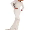 Primavera de 2027 Novo Comércio Exterior Europeu e Americano Roupas Femininas Cor Sexy Estampagem a Quente Manga Longa Festa Vestido de Noite