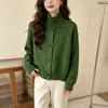 Estilo europeo y americano moda transfronteriza simple y versátil abrigo cárdigan de punto de cuello alto suéter de nuevo diseño otoño e invierno mujer