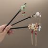 Horquilla de pétalos de Jade Hetian imitación antigua con borla, horquilla escalonada para el cabello, imitación Ébano, traje antiguo, ropa china, accesorios para el cabello