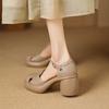 Sandalias Cerradas de Tacón Alto y Plataforma Gruesa de 7 cm para Mujer, Nuevo Estilo Verano 2026, Tacón Grueso, Huecos, Sandalias Romanas de Correa Única