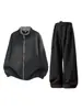 Conjunto Masculino Estilo Old Money Retrô Han Lu Cardigã Xadrez Jaqueta Falsa de Duas Peças com Cinto Calças de Terno com Caimento Curvo