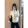Chaqueta Corta de Algodón Cálida de Invierno 2026, Falsa de Dos Piezas, Cuello Alto, para Mujer, Color Blanco Crema, Informal, Tejido Grueso, Patchwork, Ropa de Abrigo