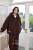 Pijama para Hombre Kexika con Cuello Alto y Cremallera Set de Felpa Gruesa Otoño e Invierno Peluche Largo Ropa de Casa Casual Se Puede Usar Afuera