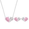 Colar de unha de orelha em forma de coração de diamante rosa de prata esterlina S925 Temperamento All-match Ear Nail Simple Fashion Love Light Luxury Clavícula Corrente