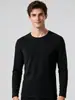 Camiseta térmica de doble cara cálida y resistente al frío para hombre, de manga larga y cuello redondo, top de otoño para comercio exterior transfronterizo