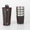 Suministro directo de fábrica 170ml vaso de vino de acero inoxidable vaso de vino pequeño 4 vasos de vino pequeños más tapa de vaso vaso de vino de cuero