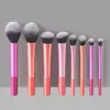 Set de Brochas de Maquillaje de Mango Largo Multicolor de 8 Piezas + Set Combinado de 9 Esponjas para Polvo, Negro, Múltiples Colores Disponibles