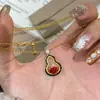 Collar de Calabaza Rojo Chino de Lujo Ligero de Alta Gama Nuevo Estilo Chino Estilo Nacional Nicho Gota Pegamento Esmalte Color Diamante Colgante para Mujer