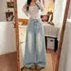 Jeans de Pierna Ancha con Diseño Desgastado Azul Claro para Mujer 2026 Nuevo Diseño de Nicho Sueltos Adelgazantes Pantalones Rectos