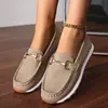 Exportação Transfronteiriça Sapatos Tamanho Grande para Mulheres 2024 Outono Novos Corrente Metálica Solado Grosso Flats Mocassins Casuais Atacado